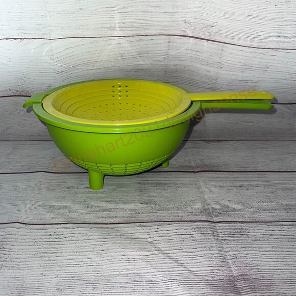 New Tupperware Double Colander Strainer 2149 2150 Margarita Green - Picture 1 of 5